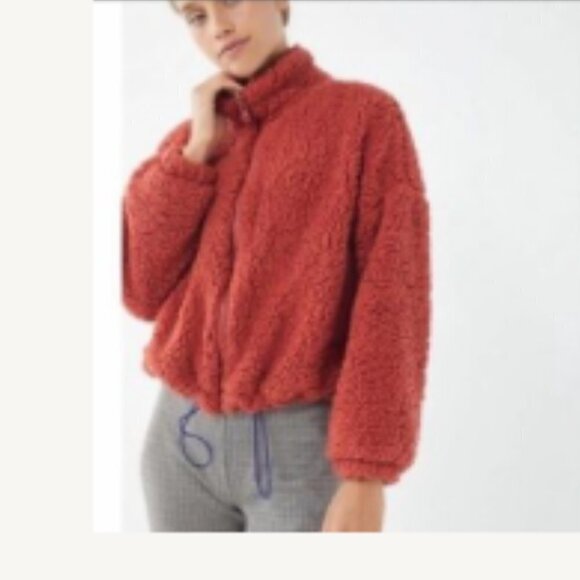 Urban Outfitters Burnt Orange Willow Teddy Jacket - Picture 1 of 10